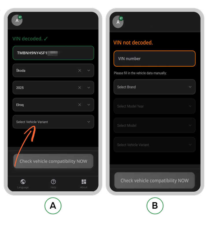 Filling in vehicle data